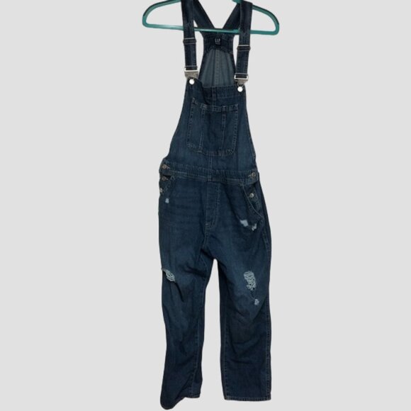 Gap Distressed Medium Wash Denim Overalls - Picture 3 of 16